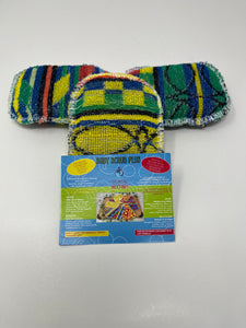 Scrub Hound Mini Multi-Surface Cleaning Scrubby, Colourful Pattern, Dishwasher Safe, Kitchen and Bathroom Scrubber, 3-Pack. Thicker Than Regular Scrubbies.