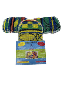 Scrub Hound Mini Multi-Surface Cleaning Scrubby, Colourful Pattern, Dishwasher Safe, Kitchen and Bathroom Scrubber, 3-Pack. Thicker Than Regular Scrubbies.